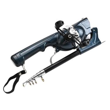 Imagem de Vara de pesca telescópica, vara de pesca - Vara de pesca de viagem super curta Varas de pesca compactas - Pólo de pesca de bolso resistente portátil de balancim duplo para pesca em água doce de água s