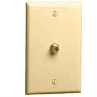 Imagem de Leviton Placa de parede de montagem nivelada C5256-IGO, oferece conector de ouro de 75 Ohm para conexão de cabo coaxial a TV ou VCR, cor marfim