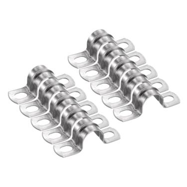 Imagem de HARFINGTON 10 braçadeiras de conduíte de 20 mm de 3/4 polegadas, braçadeira de tubo M20 U, correia rígida de aço inoxidável, suporte em forma de U com dois furos para fixação de fio de mangueira de
