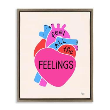 Imagem de Stupell Industries Feel All The Feelings Framed Floater Canvas Wall Art Design por Jessica Beck, moldura flutuante marrom, 43 x 53 cm
