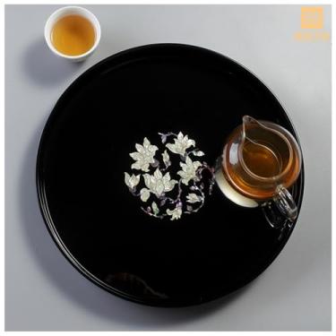 Imagem de Bandeja de servir, bandeja de laca chinesa, bandeja de café para decoração de casa, peças de centro de casamento, patrimônio cultural imaterial da China, bandeja de serviço de casamento chinês