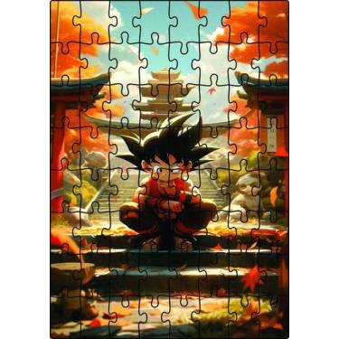 Imagem de Quebra-Cabeça Jogo Infantil Goku Criança 64 Peças MDF 18x26 - Brothers