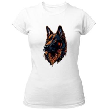 Imagem de Camiseta Baby Look Pastor Alemao Preto Laranja Face - Alearts, G