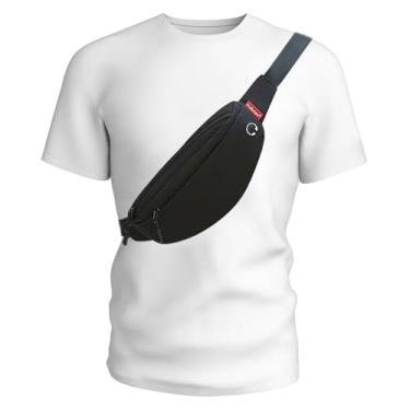 Imagem de Pochete preta transversal masculina e feminina, bolsa de cinto com alça ajustável, 4 bolsos com zíper, pochete de cintura, bolsa transversal, bolsa de quadril, treino, caminhadas, viagens, corrida