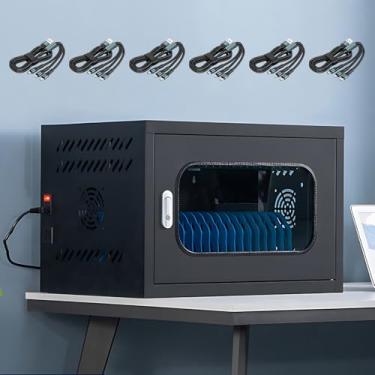 Imagem de Organizador de estação de carregamento de celular, armário de carregamento de celular/tablet com trava e rodas, estação de carregamento USB para celular, para salas de aula/clubes de ginástica/es