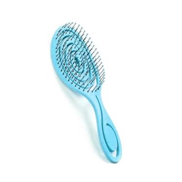 Imagem de Escova de cabelo para massagem na cabeça, pente circular oco, escova de cabelo de silicone, ferramenta de modelagem de cabelo cacheado e liso (azul)