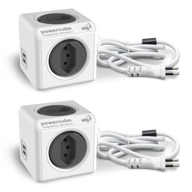 Imagem de Kit 2 Filtro de linha 4 tomadas, 2 Usb Powercube Pwc X4u Cabo 3 metros - Elg