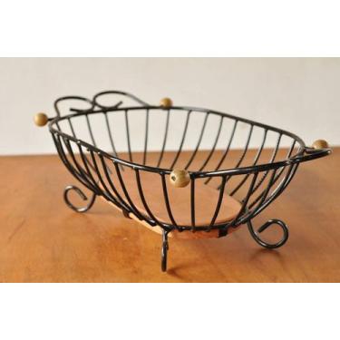 Imagem de Fruteira cozinha madeira ferro Preta 45cm - Shoppingnet