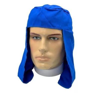 Imagem de Kit 5 Touca Arabe Mik / Capuz Soldador Em Brim Azul Proteção