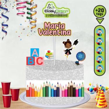 Imagem de Topo para Bolo ABC (Formatura) menina + 20 Tags para aniversário - Elo