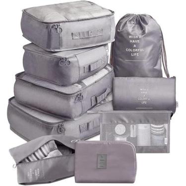 Imagem de Kit Organizador para Mala de Viagem com 9 peças - Gladiador 201, Cinza