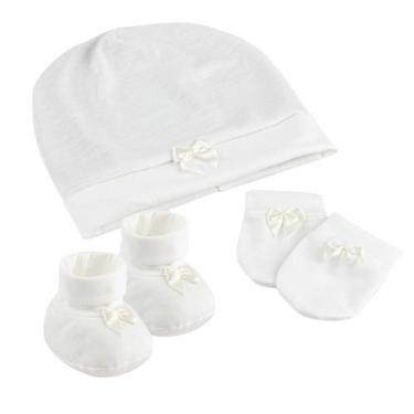 Imagem de Kit Maternidade Menina e Menino Touca, Luva e Sapatinho Malha 100 Algo