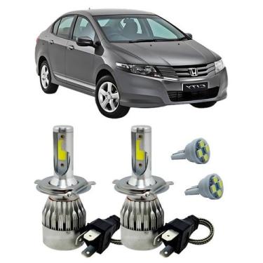 Imagem de Kit Super Led H4 6000K Farol Auto Baixo City 2009 A 2014 T10 - Autovex