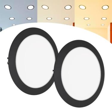 Imagem de Kit 2 Painel Plafon Led 25w Embutir Redondo Preto Bivolt (Branco Quente)