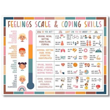 Imagem de Maozehuxi Arte de parede em tela Coping Skills - Emotions Feelings Chart Poster For Kids Teens - Anger Management Handout Therapy Counselor Mental Health Mindfulness Poster Therapy Art Anxiety Relief