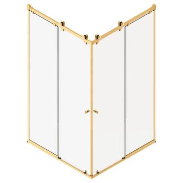 Imagem de Kit para box de banheiro Linea canto 1x1 - Dourado - Interglass