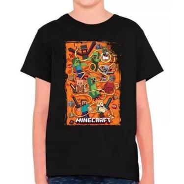 Imagem de Camisa Minecraft Jogo Filme Gamer Infantil E Masculina 100% Algodão - 