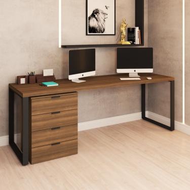 Imagem de Conjunto Home Office Mesa Diretor 190 Cm E Gaveteiro Munique - Kappesberg