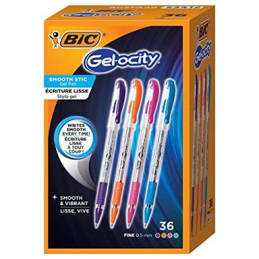 Imagem de Canetas de Gel Liso bic Gelocity, Ponto Fino (0,5 mm), Cores Variadas, Para uma Experiência de Escrita Suave, 36 Contagens (Pack de 1) (RGSFA36-A-AST)