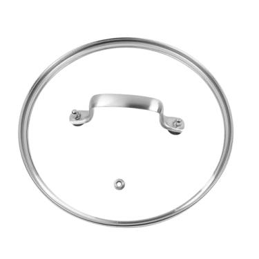 Imagem de Tampa de panela de vidro temperado de 23 cm com saída de vapor, engrossada até 4 mm e pode ser lavada na lava-louças e forno de até 248 °C, tampa universal adequada para frigideiras de ferro fundido