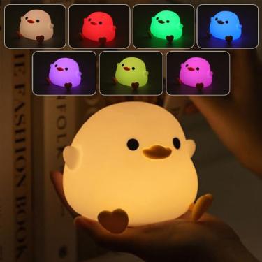 Imagem de IFTHFOUR DoDo Duck Luz Noturna, Lâmpada LED de Silicone Regulável para Quarto de Bebê, Lâmpada com Sensor de Toque, RGB e Luz Branca Quente para Crianças, Quartos, Decoração de Dormitório e Ideias de