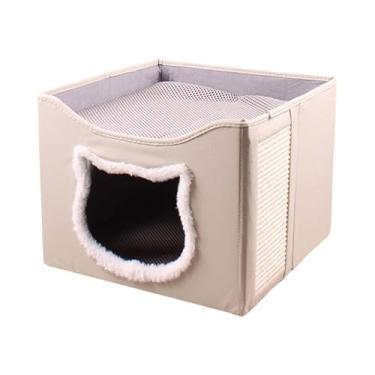 Imagem de Ioensy CATO MOBILIMENTO de CASA DOLHO GRANDE CABELO para MULTIMO PEQUE PET PET KITTILT CUBE SRACTE Hideaway Cave, Bege