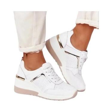 Imagem de Tênis Chunky Feminino Plataforma De Cor Sólida Sapatos Vulcanizados Co