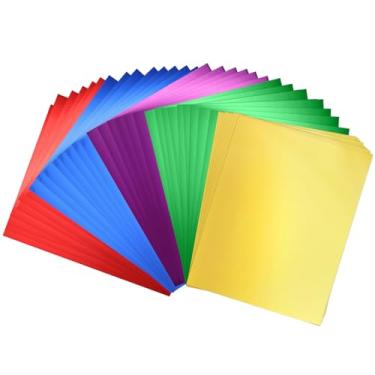Imagem de ZEAYEA 120 folhas de papel cartolina metálico, 250 g/m² refletivo espelhado, cartão de 5 cores para artesanato, convite, decoração, confecção de cartões, projetos faça você mesmo, 21 x 28 centímetros