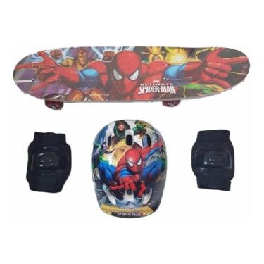 Imagem de Skate Infantil Homem Aranha 61cm + Capacete + Joalheira - scotter