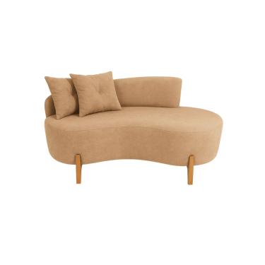 Imagem de Sofá Orgânico 2 Lugares C/2 Almofadas Curvo Sala Recepção Veludo Cappuccino - Montanaris Decor