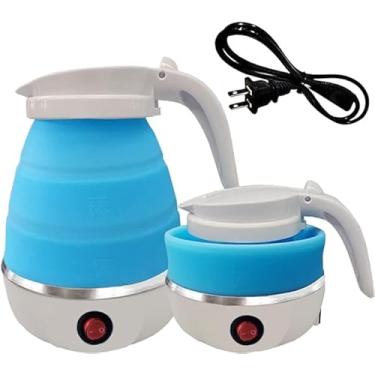 Imagem de Chaleira Jarra Elétrica De Silicone Dobrável Retrátil Chaleira Dobrável Portátil 110v 600ml (Azul) - YODHE