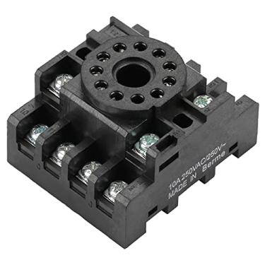 Imagem de Soquete de Base de relé de Potência de 11 Pinos, Plástico Usável e Durável, Adequado para relé de Tempo JQX-10F JTX-2C, Com 11 Pinos Redondos para Parafuso, Instalação Em Trilho