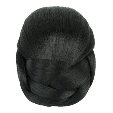 Imagem de IMISSU Cobertura de cabelo trançado chignon dançarina rosquinha pedaços de cabelo scrunchies coque de cabelo peruca grampos updo (M1 Preto)