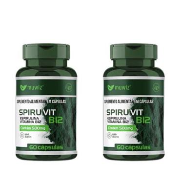 Imagem de Kit 2 Spiruvit Spirulina e Vitamina B12 60 Cápsulas Muwiz