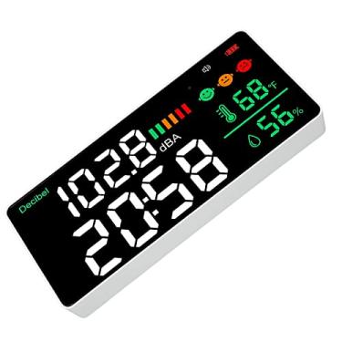 Imagem de Medidor de Decibéis Com Tela LED 1-I, Leitor de Som de Parede Recarregável USB para Uso de Som para Casa, Escritório e Uso de Estúdio