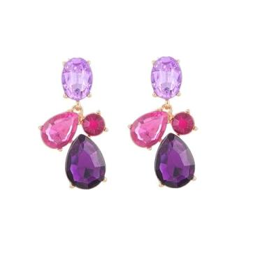 Imagem de Brincos de vidro e metal com pingente de gota d'água de 42 mm para mulheres, atacado, brincos de feriado/34