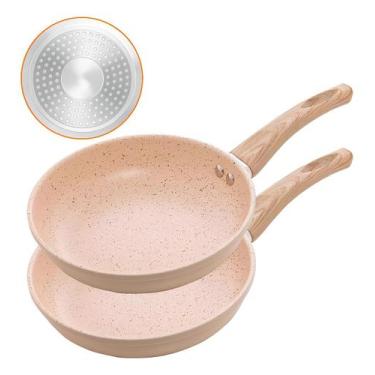 Imagem de Frigideira de inducao em aluminio revestimento ceramico granilite bege