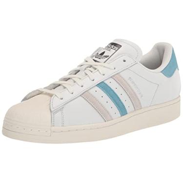 Imagem de adidas Originals Tênis masculino Superstar, Branco creme/azul pré-amado/cinza One, 10.5