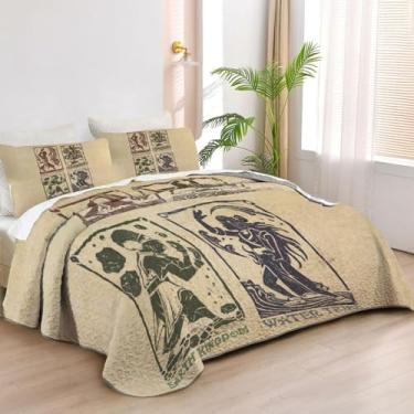 Imagem de Allenjoy Jogo de cama solteiro Elemental Masters colcha fantasia aventura jogo de cama tecido lavável com 1 fronha SC00395-007