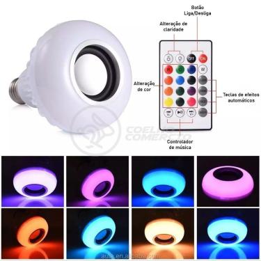 Imagem de Lâmpada Led 12W E27 Rgb Colorida Com Caixa De Som