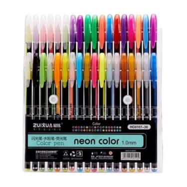 Imagem de KIT Com 12/24/36 Caneta De gel Colorida CORES NEON e pastel 1,0 mm material escolar marca texto (36)