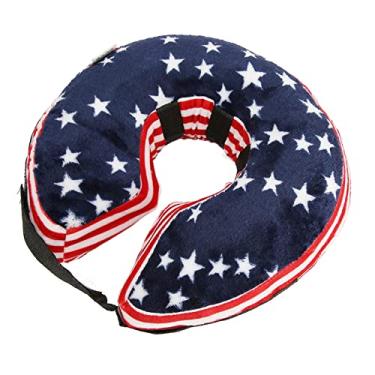 Imagem de Colarinho Inflável para Cães, Cachorro de Cachorro de Macio Cones de para Cães Pequenos Recuperação de Pet -colar Cone para para Pequenos Grandes Gatos Após a Cirurgia (Bandeira dos EUA azul S)