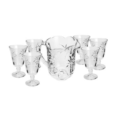 Imagem de Conjunto Jarra com 6 Taças de Cristal Palm 1,3L/240ml - Lyor