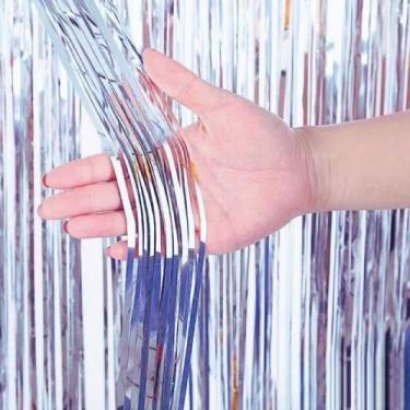 Imagem de Kit 10 Cortinas Metalizada Franja Lisa, Decoração ,Festa Balada, Chá d