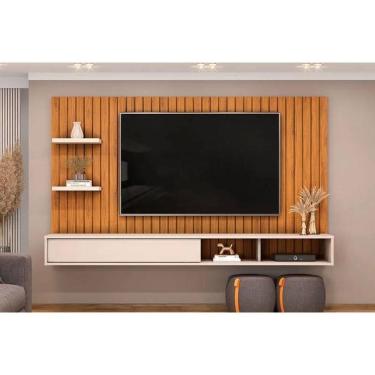 Imagem de Painel Home p/ TV até 60 Pol Friz 179x108cm Freijo/Off White - DJ Móveis
