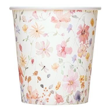 Imagem de Crisky Copos de papel de 142 g Copo Dixie [pacote com 300], copos de banheiro descartáveis, copo pequeno para enxaguante bucal floral, café de bebida quente/frio, sobremesa para festas de aniversário