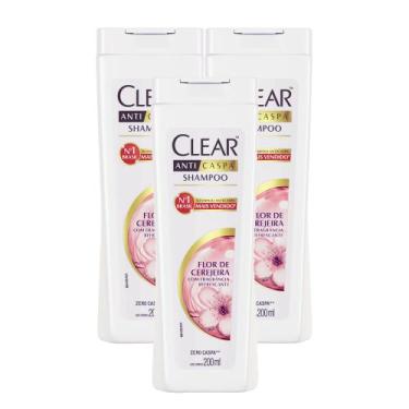 Imagem de Kit 3 Shampoo Anticaspa Clear Women Flor de Cerejeira 200ml