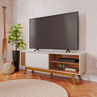 Imagem de Rack para TV até 60 Polegadas Otawa 1 Porta Off White e Freijó