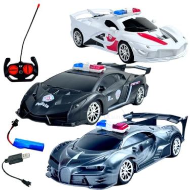 Imagem de Carrinho de Controle Remoto, Modelo Carro De Policia, Escala 1:18, Bateria Recarregável, Farol LED, Viatura Preta Branca Ou Prata