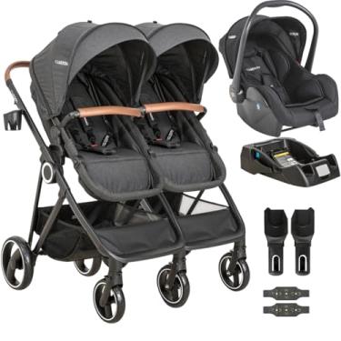 Imagem de Carrinho Kiddo para Gemeos com Bebe Conforto Base Cosmos Preto